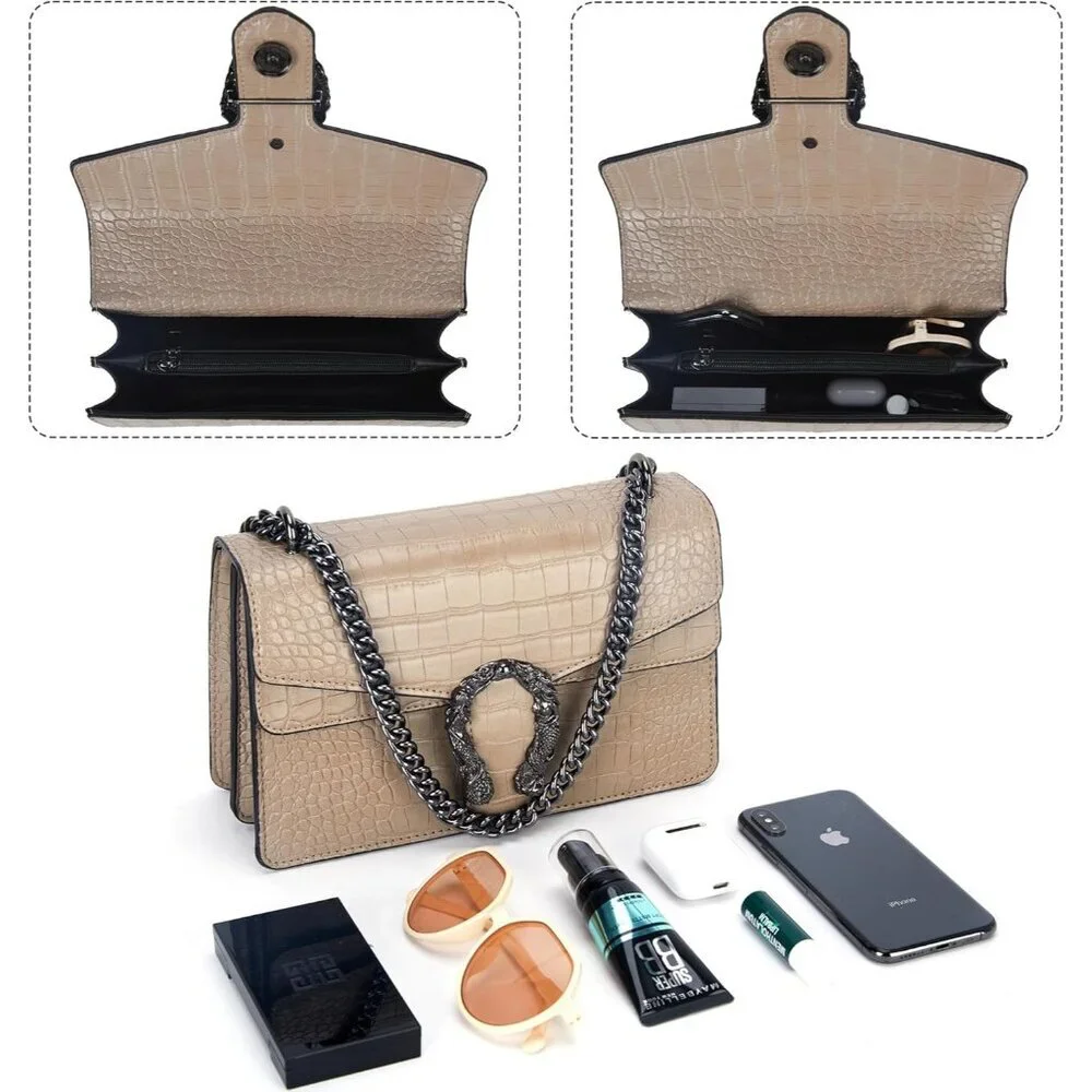 ⚡ Women's Snake Vegan Leather Print Casual Fashion Satchel Tan Crossbody Handbag